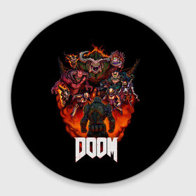 Коврик круглый с принтом DooM в Петрозаводске, резина и полиэстер | круглая форма, изображение наносится на всю лицевую часть | doom | doom 3 | doom slayer | doomguy | hell walker | unchained predator | ад | боец | демоны | дум | космос | марс | мясо | палач рока | пехотинец | солдат рока