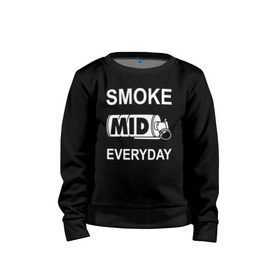 Детский свитшот хлопок с принтом Smoke mid everyday в Петрозаводске, 100% хлопок | круглый вырез горловины, эластичные манжеты, пояс и воротник | Тематика изображения на принте: anarchist | balkan | blake | counter | cs:go | fbi | gign | gsg 9 | idf | pirate | sas | seal | strike | swat | анархисты | балканы | граната | день | дым | каждый | контра | контрудар | пираты