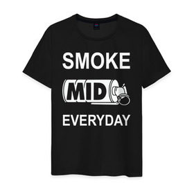 Мужская футболка хлопок с принтом Smoke mid everyday в Петрозаводске, 100% хлопок | прямой крой, круглый вырез горловины, длина до линии бедер, слегка спущенное плечо. | Тематика изображения на принте: anarchist | balkan | blake | counter | cs:go | fbi | gign | gsg 9 | idf | pirate | sas | seal | strike | swat | анархисты | балканы | граната | день | дым | каждый | контра | контрудар | пираты