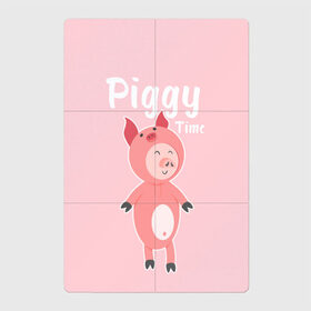 Магнитный плакат 2Х3 с принтом Piggy Time в Петрозаводске, Полимерный материал с магнитным слоем | 6 деталей размером 9*9 см | Тематика изображения на принте: 2019 | merry christmas | new year | год свиньи | зима | новый год | поросенок | праздник | рождество | свинка | свинья