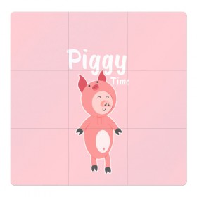 Магнитный плакат 3Х3 с принтом Piggy Time в Петрозаводске, Полимерный материал с магнитным слоем | 9 деталей размером 9*9 см | 2019 | merry christmas | new year | год свиньи | зима | новый год | поросенок | праздник | рождество | свинка | свинья