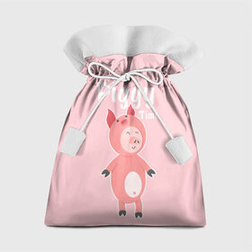 Подарочный 3D мешок с принтом Piggy Time в Петрозаводске, 100% полиэстер | Размер: 29*39 см | 2019 | merry christmas | new year | год свиньи | зима | новый год | поросенок | праздник | рождество | свинка | свинья