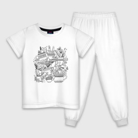 Детская пижама хлопок с принтом Раскраска по ткани в Петрозаводске, 100% хлопок |  брюки и футболка прямого кроя, без карманов, на брюках мягкая резинка на поясе и по низу штанин
 | 