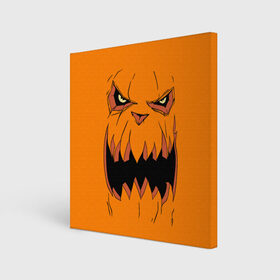 Холст квадратный с принтом Halloween в Петрозаводске, 100% ПВХ |  | halloween | orange | pumpkin | scary | оранжевая | страшная | тыква | ужас | хэллоуин