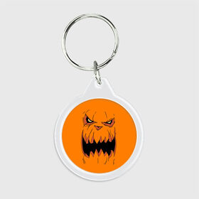 Брелок круглый с принтом Halloween в Петрозаводске, пластик и полированная сталь | круглая форма, металлическое крепление в виде кольца | halloween | orange | pumpkin | scary | оранжевая | страшная | тыква | ужас | хэллоуин