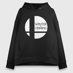 Женское худи Oversize хлопок с принтом Зима близко Winter is Coming в Петрозаводске, френч-терри — 70% хлопок, 30% полиэстер. Мягкий теплый начес внутри —100% хлопок | боковые карманы, эластичные манжеты и нижняя кромка, капюшон на магнитной кнопке | winter | winter is coming | зима | зима близко