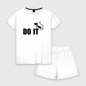 Женская пижама с шортиками хлопок с принтом Disenchantment. Do it в Петрозаводске, 100% хлопок | футболка прямого кроя, шорты свободные с широкой мягкой резинкой | найк