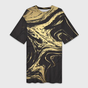 Платье-футболка 3D с принтом Золотые реки в Петрозаводске,  |  | абстракция | золото | иллюзия | линии | река