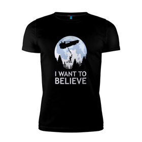 Мужская футболка премиум с принтом I Want To Believe в Петрозаводске, 92% хлопок, 8% лайкра | приталенный силуэт, круглый вырез ворота, длина до линии бедра, короткий рукав | док | макфлай | марти | машина времени | я хочу верить