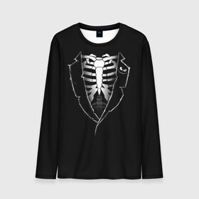 Мужской лонгслив 3D с принтом Скелет в Петрозаводске, 100% полиэстер | длинные рукава, круглый вырез горловины, полуприлегающий силуэт | deadman | death | halloween | ribs | skeleton | мертвец | ребра | скелет | хеллоуин | хэллоуин