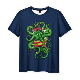 Мужская футболка 3D с принтом Ктулху в Петрозаводске, 100% полиэфир | прямой крой, круглый вырез горловины, длина до линии бедер | call | cthulhu | howard | kraken | lovecraft | octopus | tentacles | говард | зов | кракен | ктулху | лавкрафт | осьминог | щупальца