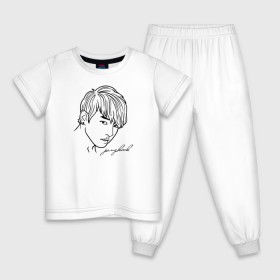 Детская пижама хлопок с принтом BTS - Jungkook в Петрозаводске, 100% хлопок |  брюки и футболка прямого кроя, без карманов, на брюках мягкая резинка на поясе и по низу штанин
 | 