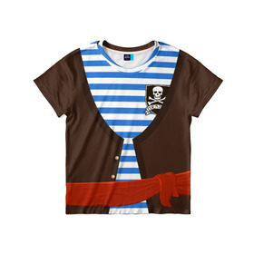 Детская футболка 3D с принтом Костюм пирата в Петрозаводске, 100% гипоаллергенный полиэфир | прямой крой, круглый вырез горловины, длина до линии бедер, чуть спущенное плечо, ткань немного тянется | детские костюмы | костюм на новый год | праздник | утренник