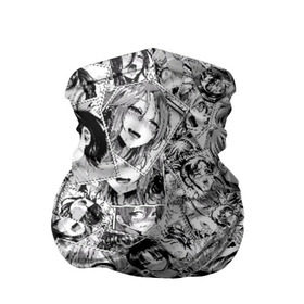 Бандана-труба 3D с принтом Manga ahegao в Петрозаводске, 100% полиэстер, ткань с особыми свойствами — Activecool | плотность 150‒180 г/м2; хорошо тянется, но сохраняет форму | ahegao | manga | ахегао | комиксы | лицо | манга | паттрен | чернобелый | эмоции