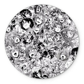 Коврик круглый с принтом Manga ahegao в Петрозаводске, резина и полиэстер | круглая форма, изображение наносится на всю лицевую часть | ahegao | manga | ахегао | комиксы | лицо | манга | паттрен | чернобелый | эмоции