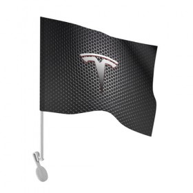 Флаг для автомобиля с принтом TESLA в Петрозаводске, 100% полиэстер | Размер: 30*21 см | brand | car | elon mask | tesla | авто | бренд | илон | илон маск | маск | машина | тесла | электрокар