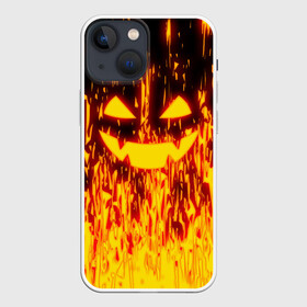 Чехол для iPhone 13 mini с принтом FIRE PUMPKIN в Петрозаводске,  |  | Тематика изображения на принте: fire | halloween | искры | огонь | праздник | тыква | хэллоуин