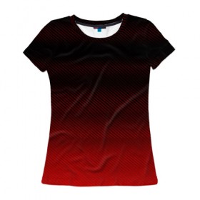 Женская футболка 3D с принтом RED CARBON в Петрозаводске, 100% полиэфир ( синтетическое хлопкоподобное полотно) | прямой крой, круглый вырез горловины, длина до линии бедер | 3d | carbon | geometry | metal | texture | геометрия | градиент | карбон | металл | паттерн | текстура