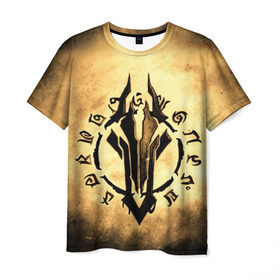 Мужская футболка 3D с принтом Darksiders LOGO в Петрозаводске, 100% полиэфир | прямой крой, круглый вырез горловины, длина до линии бедер | playstation | иероглифы | логотип | эмблема. знак | ярость