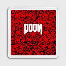 Магнит 55*55 с принтом DOOM в Петрозаводске, Пластик | Размер: 65*65 мм; Размер печати: 55*55 мм | Тематика изображения на принте: devil | doom | hell | mark of the doom slayer | slayer | ад | гарнил | дум | знаки | иероглифы | компьютерные игры 2019 | преисподняя | символ | солдат