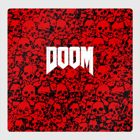 Магнитный плакат 3Х3 с принтом DOOM в Петрозаводске, Полимерный материал с магнитным слоем | 9 деталей размером 9*9 см | Тематика изображения на принте: devil | doom | hell | mark of the doom slayer | slayer | ад | гарнил | дум | знаки | иероглифы | компьютерные игры 2019 | преисподняя | символ | солдат