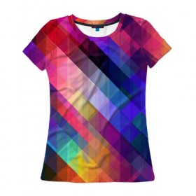 Женская футболка 3D с принтом Красочная текстура в Петрозаводске, 100% полиэфир ( синтетическое хлопкоподобное полотно) | прямой крой, круглый вырез горловины, длина до линии бедер | 