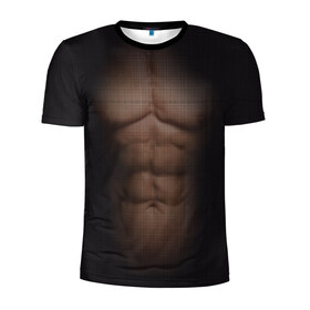 Мужская футболка 3D спортивная с принтом Сетка в Петрозаводске, 100% полиэстер с улучшенными характеристиками | приталенный силуэт, круглая горловина, широкие плечи, сужается к линии бедра | атлет | грудь | качёк | клетка | кубики | мужик | мышцы | парень | пресс | прозрачный | спорт | тело | торс | фигура