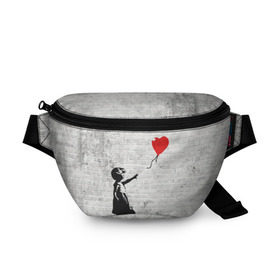 Поясная сумка 3D с принтом Бэнкси: Девочка с Шаром в Петрозаводске, 100% полиэстер | плотная ткань, ремень с регулируемой длиной, внутри несколько карманов для мелочей, основное отделение и карман с обратной стороны сумки застегиваются на молнию | art | balloon | banksy | culture | girl | graffity | heart | hearts | red | арт | бэнкси | граффити | девочка | девочка с шаром | красный | красным | культура | сердечки | сердечко | сердце | стрит | шар | шарик | шариком
