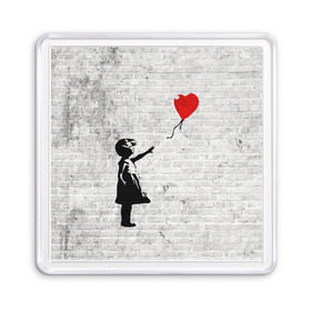 Магнит 55*55 с принтом Бэнкси Девочка с Шаром в Петрозаводске, Пластик | Размер: 65*65 мм; Размер печати: 55*55 мм | Тематика изображения на принте: art | balloon | banksy | culture | girl | graffity | heart | hearts | red | арт | бэнкси | граффити | девочка | девочка с шаром | красный | красным | культура | сердечки | сердечко | сердце | стрит | шар | шарик | шариком