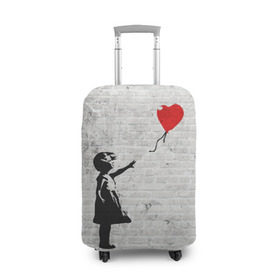Чехол для чемодана 3D с принтом Бэнкси: Девочка с Шаром в Петрозаводске, 86% полиэфир, 14% спандекс | двустороннее нанесение принта, прорези для ручек и колес | art | balloon | banksy | culture | girl | graffity | heart | hearts | red | арт | бэнкси | граффити | девочка | девочка с шаром | красный | красным | культура | сердечки | сердечко | сердце | стрит | шар | шарик | шариком