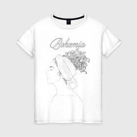 Женская футболка хлопок с принтом Богема в Петрозаводске, 100% хлопок | прямой крой, круглый вырез горловины, длина до линии бедер, слегка спущенное плечо | афро | грация | девушка | красота | мулатка