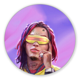 Коврик для мышки круглый с принтом Lil Pump в Петрозаводске, резина и полиэстер | круглая форма, изображение наносится на всю лицевую часть | Тематика изображения на принте: drumtick | elementary | esketit | esskeetit | gang | garcia | gazzy | gucci | guccigang | jetski | pump | rap | trap | usa | газзи | гарсия | лил | памп | рэп | сша | трап | эщкере