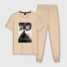 Мужская пижама хлопок с принтом Титаник в Петрозаводске, 100% хлопок | брюки и футболка прямого кроя, без карманов, на брюках мягкая резинка на поясе и по низу штанин
 | titanic | титаник