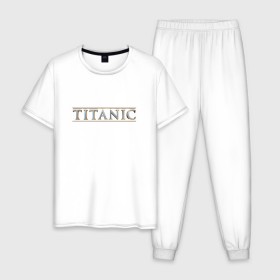 Мужская пижама хлопок с принтом Титаник Лого в Петрозаводске, 100% хлопок | брюки и футболка прямого кроя, без карманов, на брюках мягкая резинка на поясе и по низу штанин
 | titanic | титаник