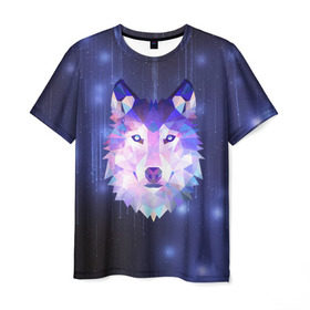 Мужская футболка 3D с принтом Космический Волк в Петрозаводске, 100% полиэфир | прямой крой, круглый вырез горловины, длина до линии бедер | Тематика изображения на принте: poligon | space | star | stars | werewolf | wild | wolf | wolfs | волк | волки | волчата | волченок | волчица | вселенная | дикий | звезда | звезды | космический | космос | луна | оборотень | падающие | полигон | полигоны