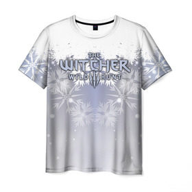 Мужская футболка 3D с принтом The Witcher Новогодний в Петрозаводске, 100% полиэфир | прямой крой, круглый вырез горловины, длина до линии бедер | 