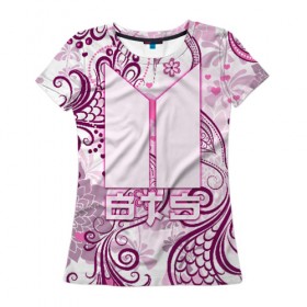 Женская футболка 3D с принтом BTS в Петрозаводске, 100% полиэфир ( синтетическое хлопкоподобное полотно) | прямой крой, круглый вырез горловины, длина до линии бедер | bangtan boys | j hope | jimin | jin | jungkook | k pop | rm | suga | v | кей | поп