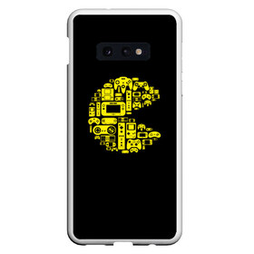 Чехол для Samsung S10E с принтом Pac-Man в Петрозаводске, Силикон | Область печати: задняя сторона чехла, без боковых панелей | game | gamer | gaming | nds | nintendo | pac man | ps3 | ps4 | psp | wii | xbox | аркада | джойстик | игра | игровая приставка | игры | классика игр | контроллер | пакман