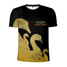 Мужская футболка 3D спортивная с принтом GUSSI GOLD в Петрозаводске, 100% полиэстер с улучшенными характеристиками | приталенный силуэт, круглая горловина, широкие плечи, сужается к линии бедра | fasion | gold | gucci | gussi | trend | гусси | гуччи | золото | золотой | мода | одежда | тренд | тренды
