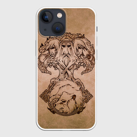 Чехол для iPhone 13 mini с принтом русь в Петрозаводске,  |  | ethnic | folk | runes | slav | дерево | медведь | руны | русь | славяне | тотем | фолк | фольклор | шаманизм | этника | этно | язычество