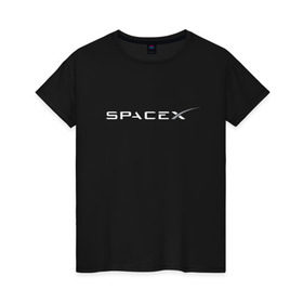 Женская футболка хлопок с принтом SpaceX в Петрозаводске, 100% хлопок | прямой крой, круглый вырез горловины, длина до линии бедер, слегка спущенное плечо | elon musk | spacex | илон маск | космос | спэйсикс