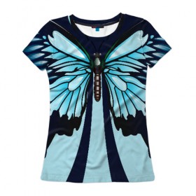 Женская футболка 3D с принтом Бабочка в Петрозаводске, 100% полиэфир ( синтетическое хлопкоподобное полотно) | прямой крой, круглый вырез горловины, длина до линии бедер | бабочка | насекомое