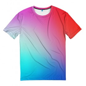 Мужская футболка 3D с принтом Colorful Gradient в Петрозаводске, 100% полиэфир | прямой крой, круглый вырез горловины, длина до линии бедер | abstract | blue | gradient | iphone | red | theme | абстракция | айфон | градиент | заставка | тема
