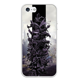 Чехол для iPhone 5/5S матовый с принтом Dark Souls Boss Collaboration в Петрозаводске, Силикон | Область печати: задняя сторона чехла, без боковых панелей | boss | dark souls | demons | skull | демоны | кости | темные души | черепа