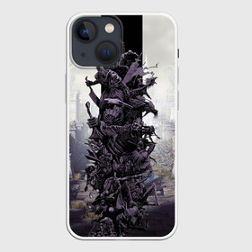 Чехол для iPhone 13 mini с принтом Dark Souls Boss Collaboration в Петрозаводске,  |  | Тематика изображения на принте: boss | dark souls | demons | skull | демоны | кости | темные души | черепа