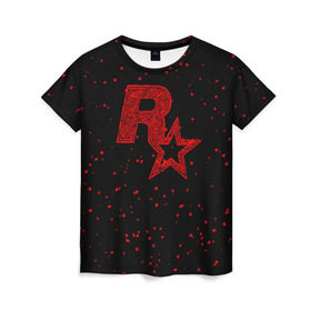 Женская футболка 3D с принтом Rockstar в Петрозаводске, 100% полиэфир ( синтетическое хлопкоподобное полотно) | прямой крой, круглый вырез горловины, длина до линии бедер | auto | dead | grand | gta | gta5 | rdr | red | redemption | rockstar | theft | рокстар