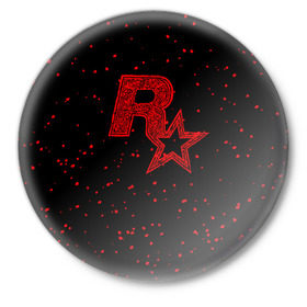 Значок с принтом Rockstar в Петрозаводске,  металл | круглая форма, металлическая застежка в виде булавки | auto | dead | grand | gta | gta5 | rdr | red | redemption | rockstar | theft | рокстар