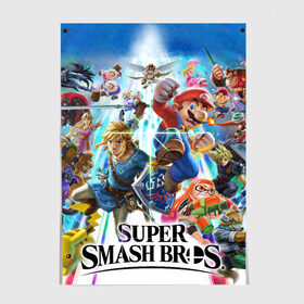 Постер с принтом Super Smash Bros. Ultimate в Петрозаводске, 100% бумага
 | бумага, плотность 150 мг. Матовая, но за счет высокого коэффициента гладкости имеет небольшой блеск и дает на свету блики, но в отличии от глянцевой бумаги не покрыта лаком | Тематика изображения на принте: donkey | fighting | kong | mario | nintendo | pokemon | super | байонетта | бельмонты | донки | клауд | конг | мегамен | пикачу | пэкмэн | рихтер | рю | саймон | снейк | солид | соник | страйф | файтинг