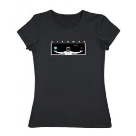 Женская футболка хлопок с принтом STARMAN в Петрозаводске, 100% хлопок | прямой крой, круглый вырез горловины, длина до линии бедер, слегка спущенное плечо | 