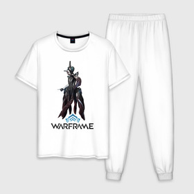 Мужская пижама хлопок с принтом Equinox warframe в Петрозаводске, 100% хлопок | брюки и футболка прямого кроя, без карманов, на брюках мягкая резинка на поясе и по низу штанин
 | warframe | варфрейм